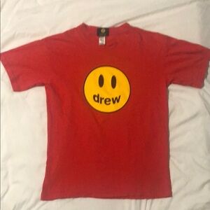 drew house Red Short Sleeve Tee with Signature Smiley Face M
